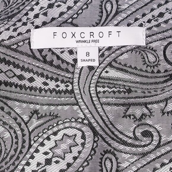 Foxcroft Women's Shirt Button Up Gray Silver Paisley Wrinkle Free Blouse Top 8 - Picture 3 of 9